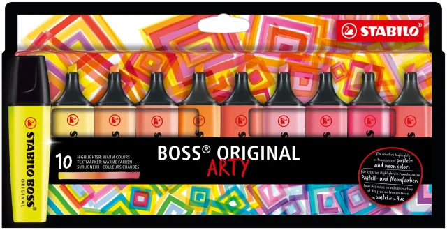 Stabilo Boss Original Arty Pack de 10 Marcadores Fluorescentes Colores Calidos - Trazo entre 2 y 5mm