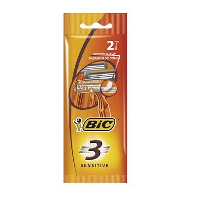 Bic Sensitive 3 Pack de 2 Maquinillas de Afeitar Desechables de 3 Hojas - Tira Lubricante con Aloe V