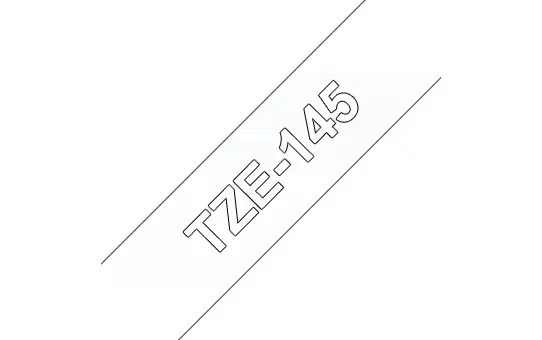 Brother TZe145 Cinta Laminada Generica de Etiquetas - Texto blanco sobre fondo transparente - Ancho 