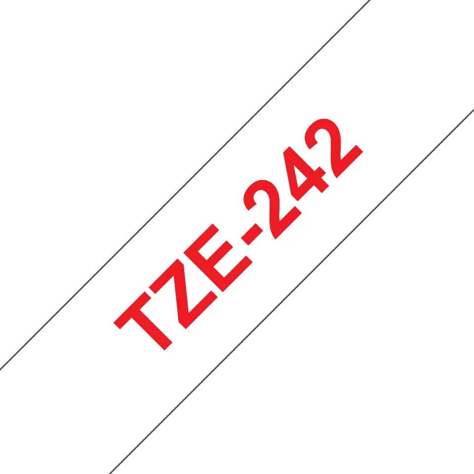 Brother TZe242 Cinta Laminada Generica de Etiquetas - Texto rojo sobre fondo blanco - Ancho 18mm x 8
