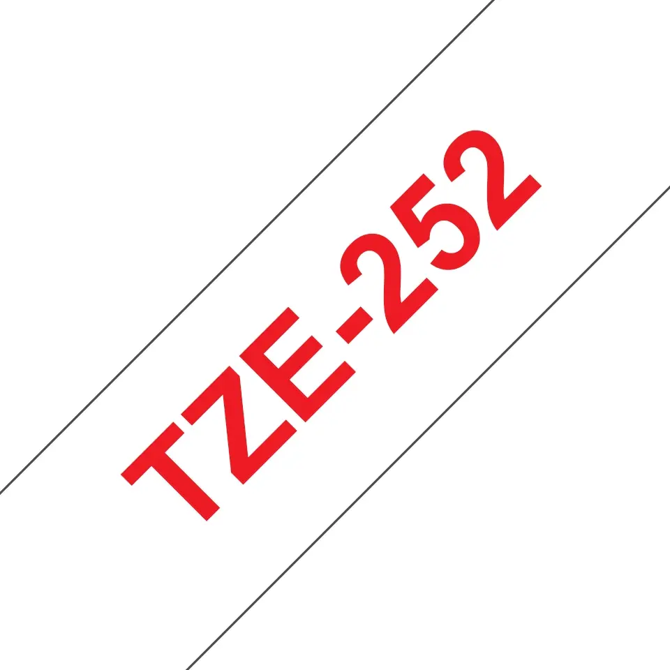 Brother TZe252 Cinta Laminada Generica de Etiquetas - Texto rojo sobre fondo blanco - Ancho 24mm x 8