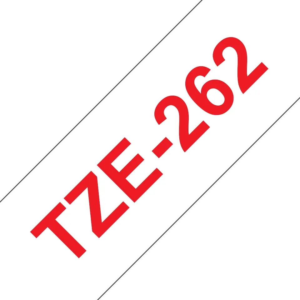 Brother TZe262 Cinta Laminada Generica de Etiquetas - Texto rojo sobre fondo blanco - Ancho 36mm x 8