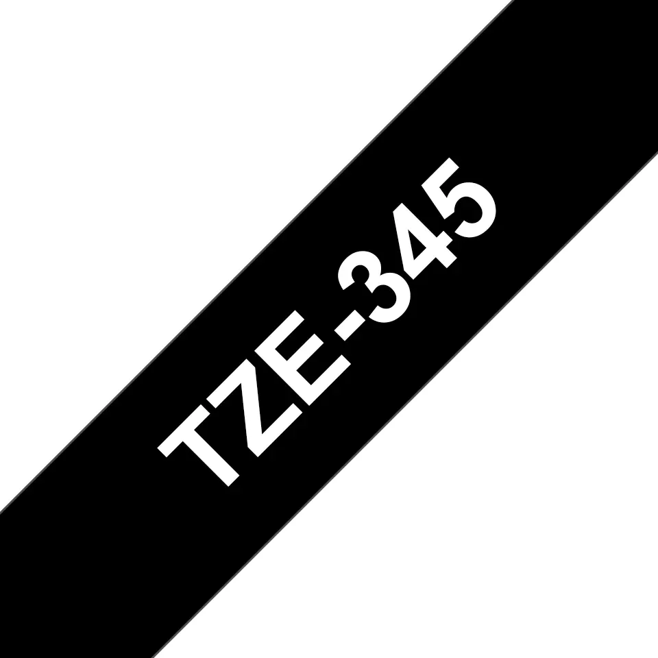 Brother TZe345 Cinta Laminada Generica de Etiquetas - Texto blanco sobre fondo negro - Ancho 18mm x 