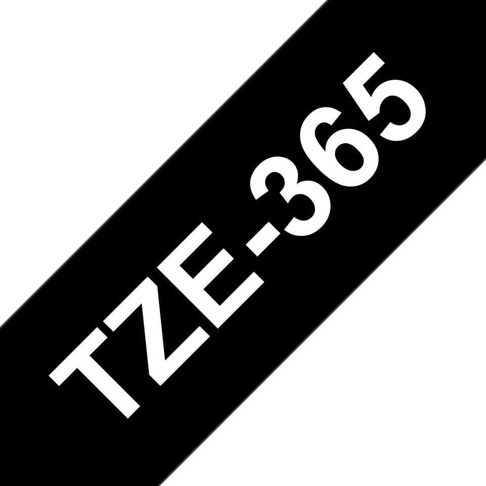 Brother TZe365 Cinta Laminada Generica de Etiquetas - Texto blanco sobre fondo negro - Ancho 36mm x 
