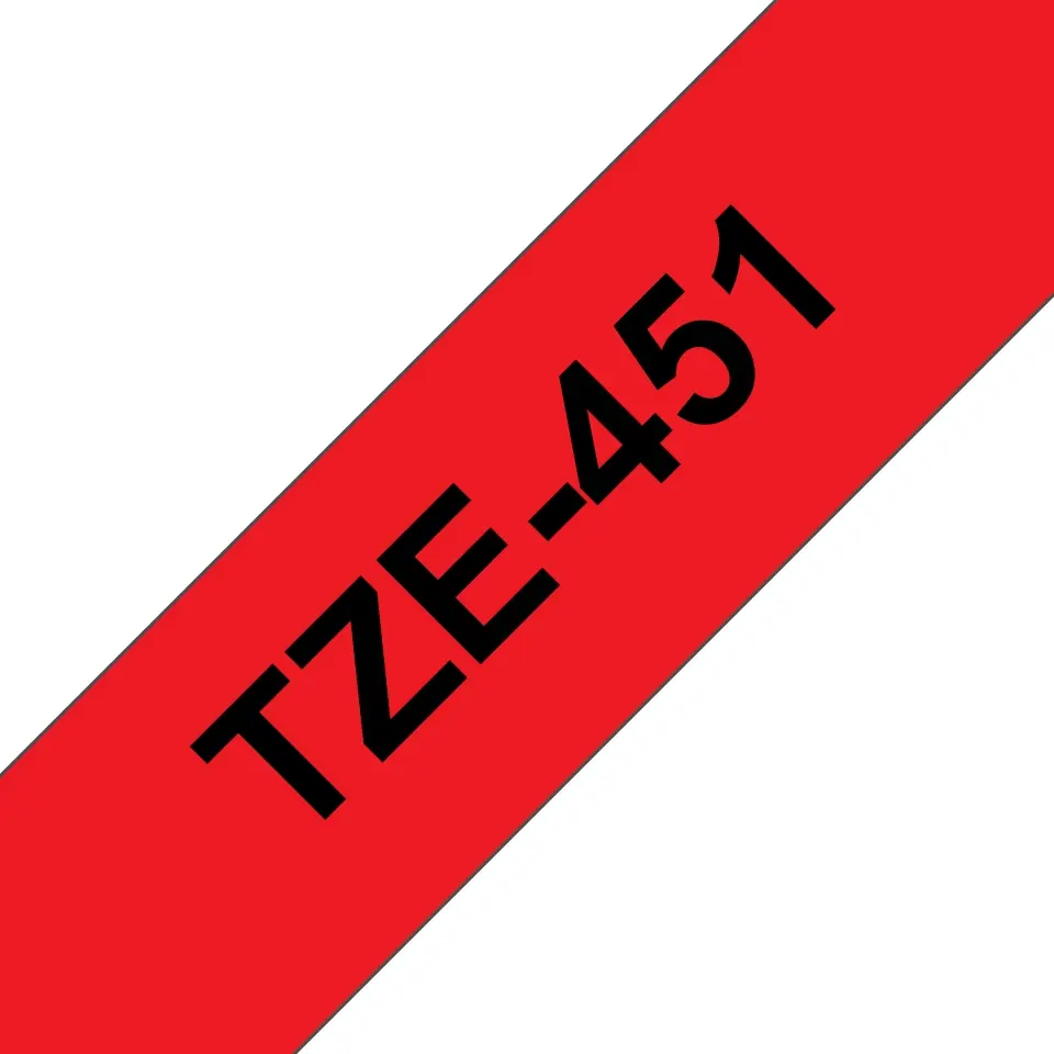 Brother TZe451 Cinta Laminada Generica de Etiquetas - Texto negro sobre fondo rojo - Ancho 24mm x 8 