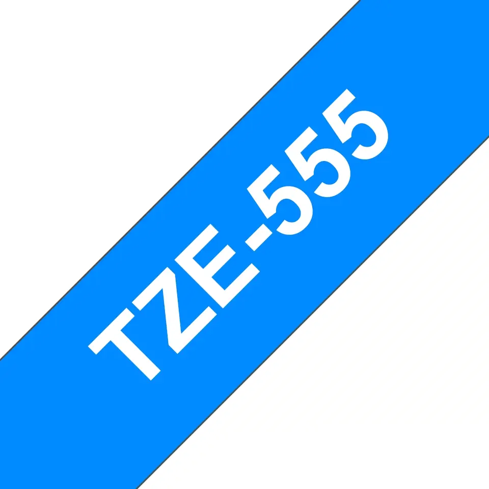 Brother TZe555 Cinta Laminada Generica de Etiquetas - Texto blanco sobre fondo azul - Ancho 24mm x 8