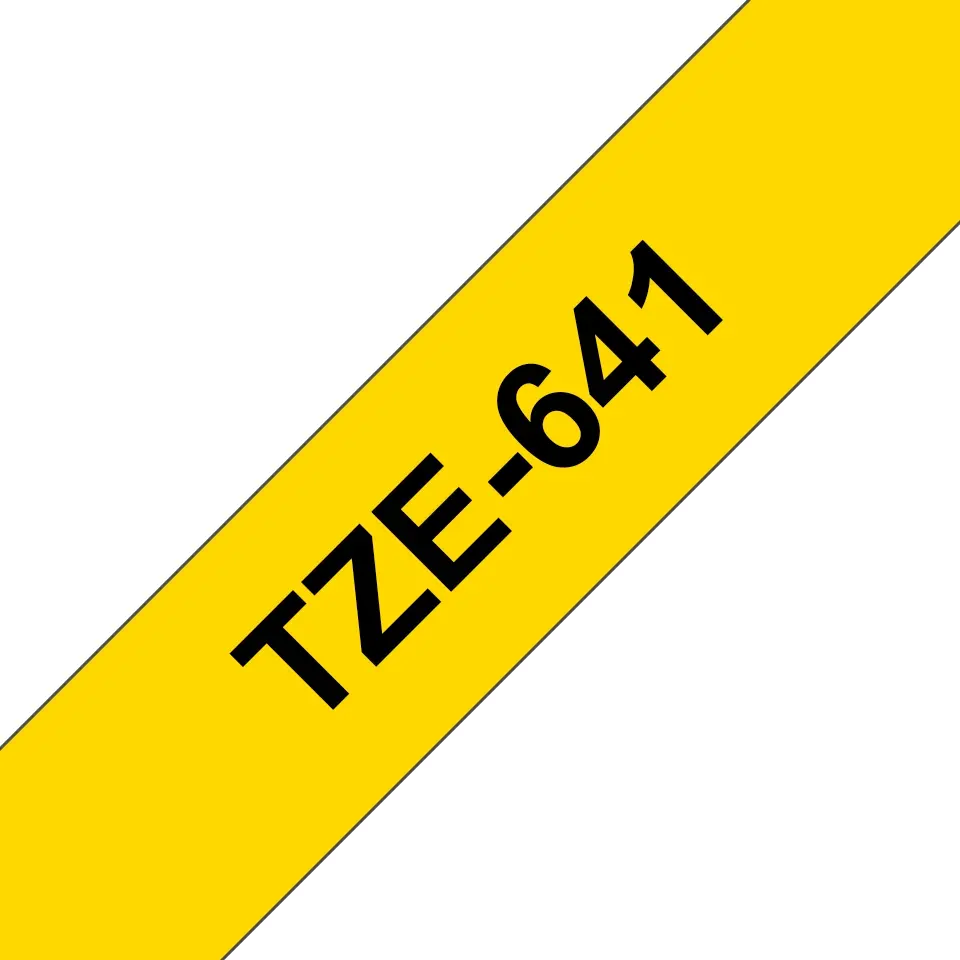 Brother TZe641 Cinta Laminada Generica de Etiquetas - Texto negro sobre fondo amarillo - Ancho 18mm 