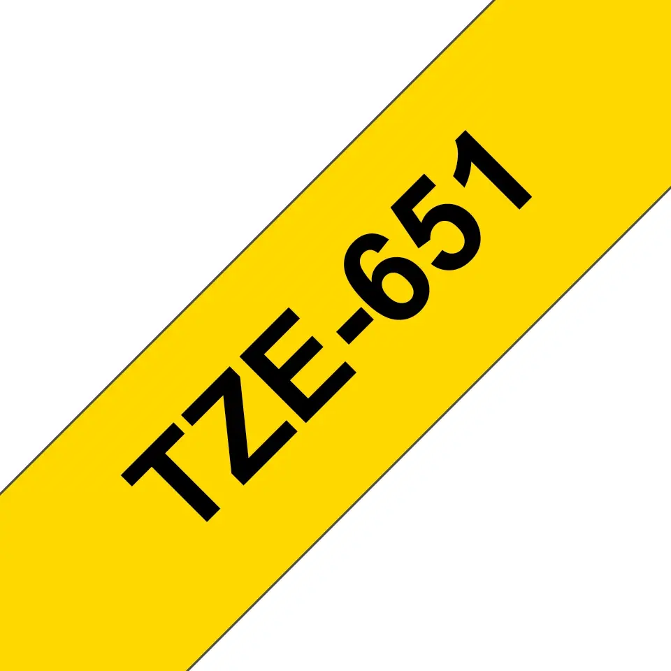 Brother TZe651 Cinta Laminada Generica de Etiquetas - Texto negro sobre fondo amarillo - Ancho 24mm 
