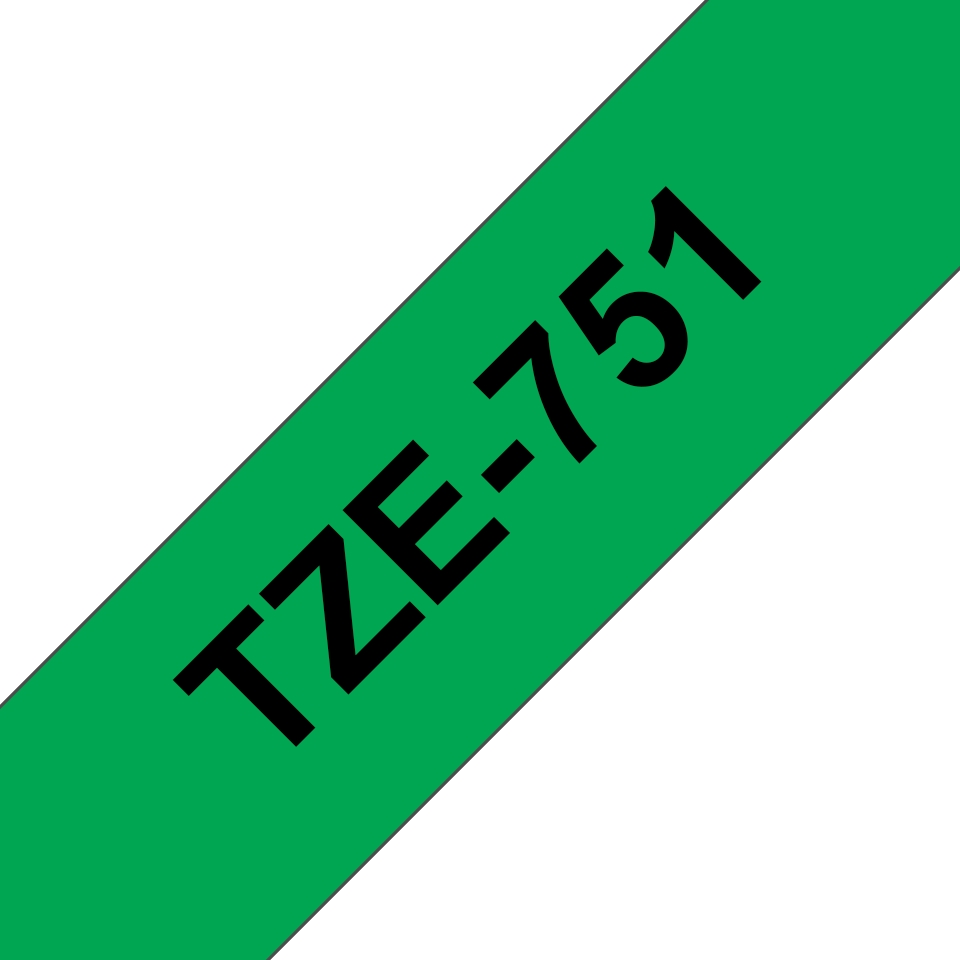 Brother TZe751 Cinta Laminada Generica de Etiquetas - Texto negro sobre fondo verde - Ancho 24mm x 8