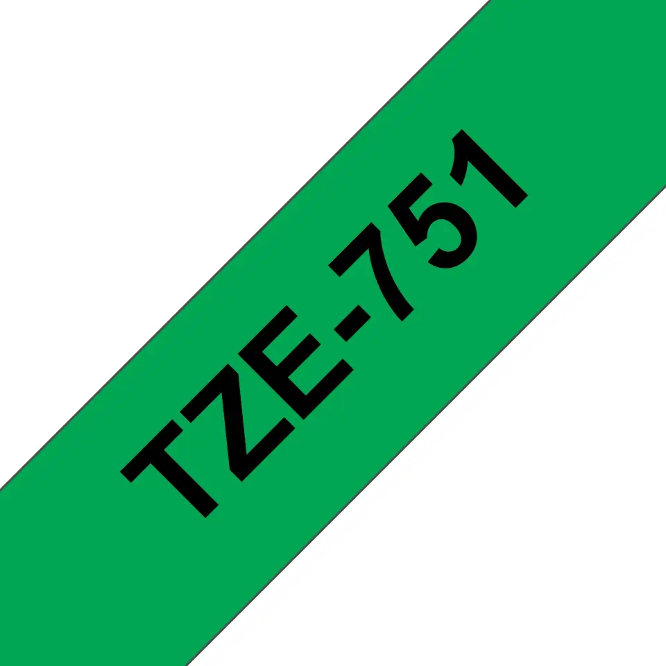 Brother TZe751 Cinta Laminada Generica de Etiquetas - Texto negro sobre fondo verde - Ancho 24mm x 8
