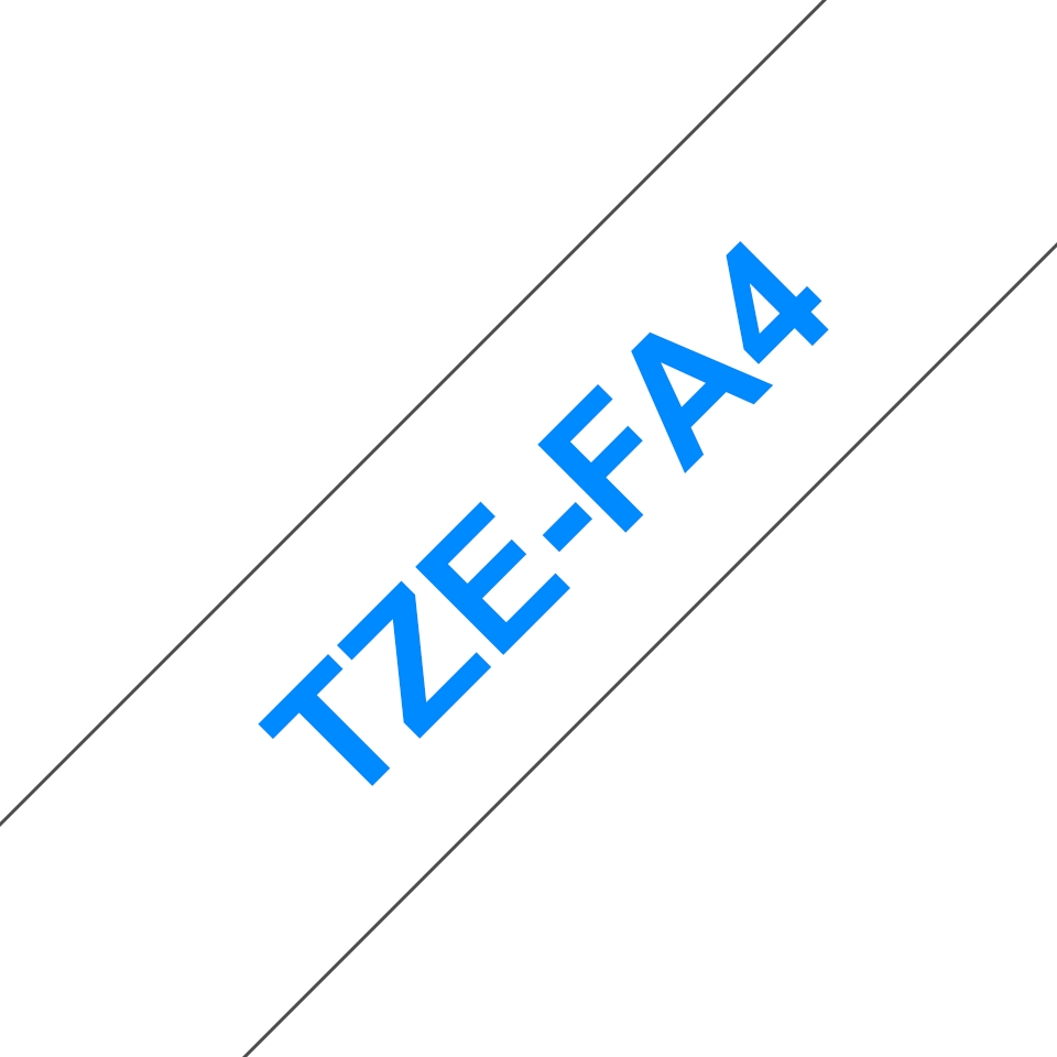 Brother TZeFA4 Cinta Textil Generica de Etiquetas - Texto azul sobre fondo blanco - Ancho 18mm x 3 m