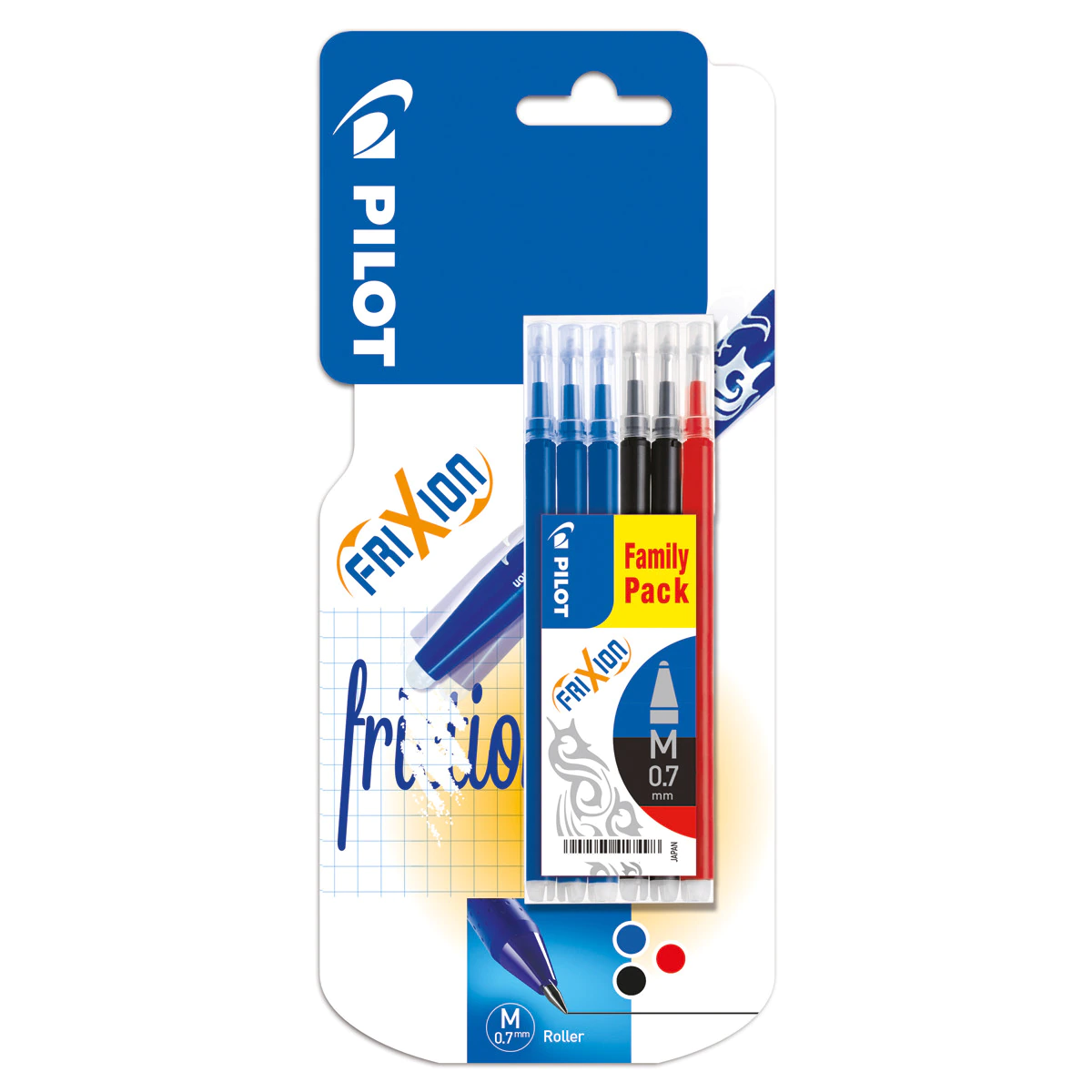 Pilot Pack de 6 Recambios para Frixion Ball y Frixion Clicker - Punta de Bola Redonda 0.7mm - Trazo 