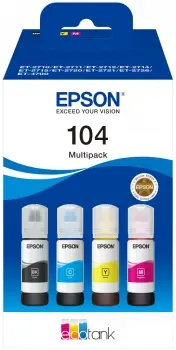Epson 104 Pack de 4 Botellas de Tinta Originales - C13T00P640