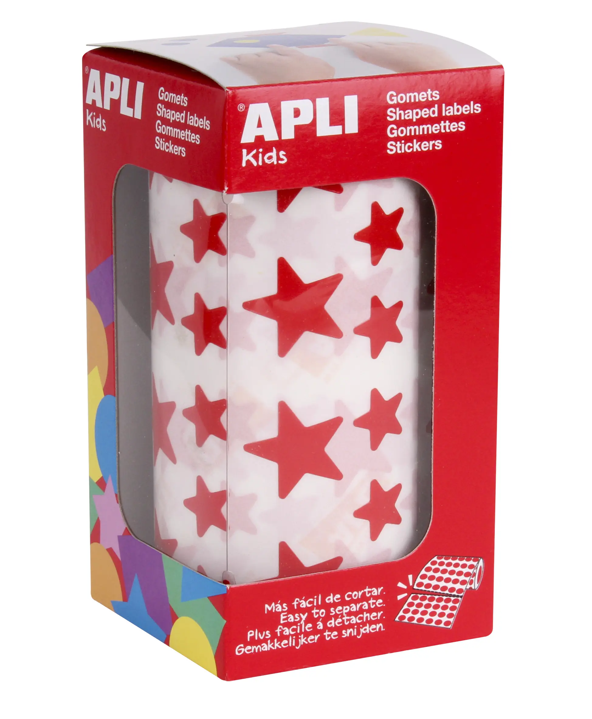 Apli Gomets Estrella Rojos - 12.5mm y 19.5mm - Adhesivo Permanente - 59 Hojas - 2360 Gomets por Roll