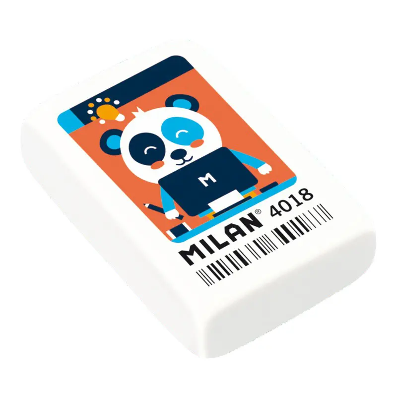 Milan 4018 Goma de Borrar Rectangular - Miga de Pan - Caucho Sintetico - Color Blanco - Dibujos Surt