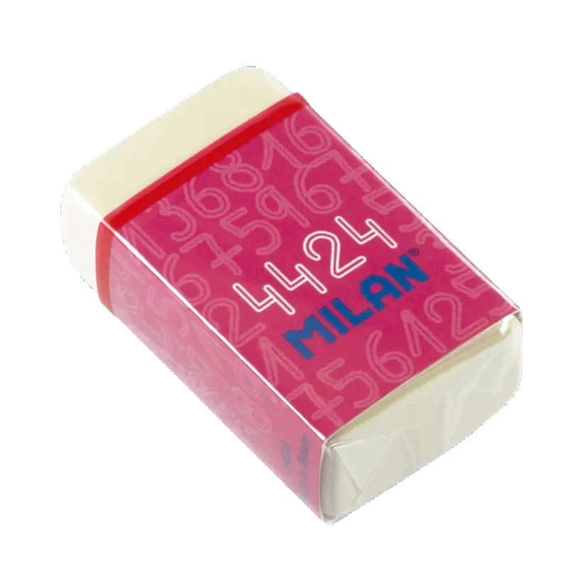 Milan 4424 Goma de Borrar Rectangular - Miga de Pan - Suave Caucho Sintetico - Faja de Carton de Col