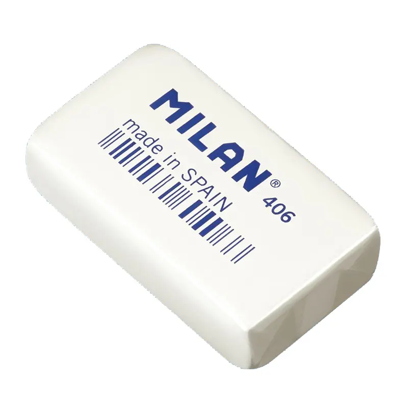 Milan 406 Goma de Borrar de Gran Tama�o Rectangular - Miga de Pan - Caucho Sintetico - Envuelta Indi