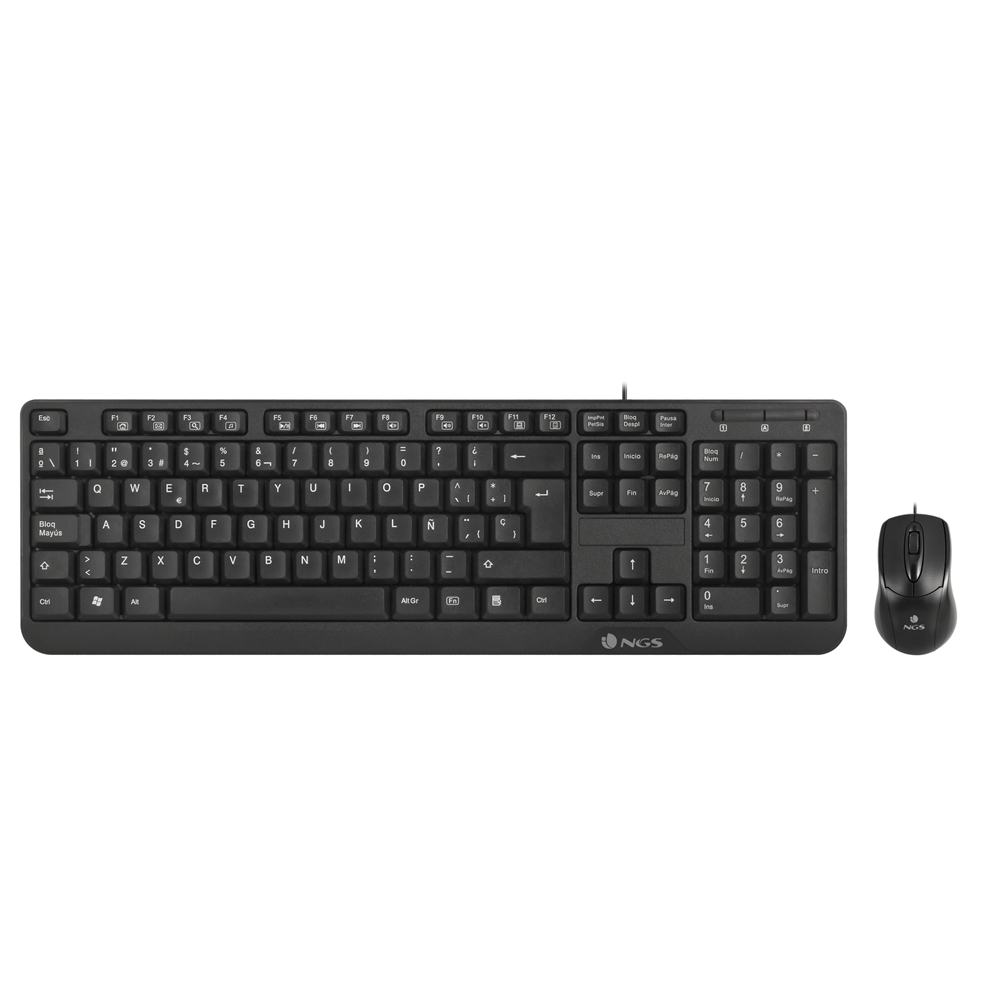 NGS Cocoa Pack USB Teclado Multimedia + Raton 1000dpi 3 Botones - Uso Ambidiestro - French - Color N