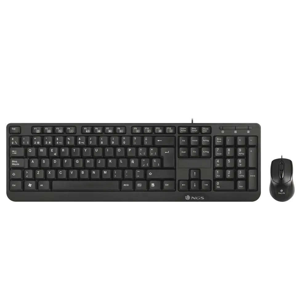 NGS Cocoa Pack USB Teclado Multimedia + Raton 1000dpi 3 Botones - Uso Ambidiestro - French - Color N