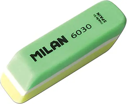 Milan Nata 6030 Goma de Borrar Biselada Bicolor - Plastico - No Da�a el Papel - Colores Surtidos