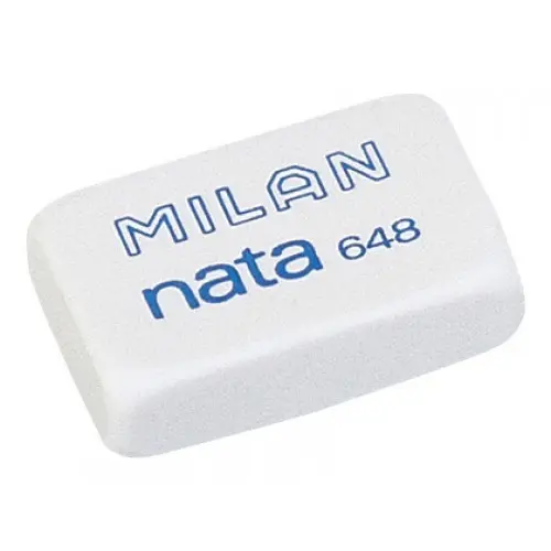 Milan Nata 648 Goma de Borrar Rectangular Peque�a - Plastico - No Da�a el Papel - Color Blanco
