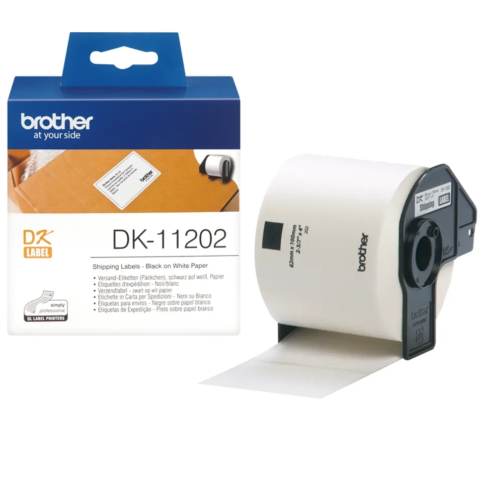 Brother DK11202 - Etiquetas Originales Precortadas para Envios - 62x100 mm - 300 Unidades - Texto ne
