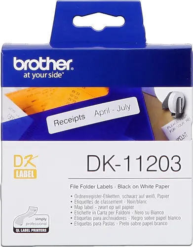 Brother DK11203 - Etiquetas Originales Precortadas para Carpetas - 17x87 mm - 300 Unidades - Texto n