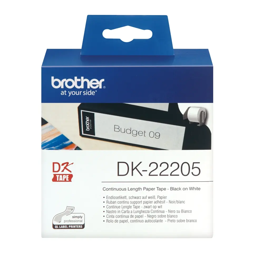 Brother DK22205 - Etiquetas Originales de Tama�o personalizado - Ancho 62mm x 30,48 metros - Texto n