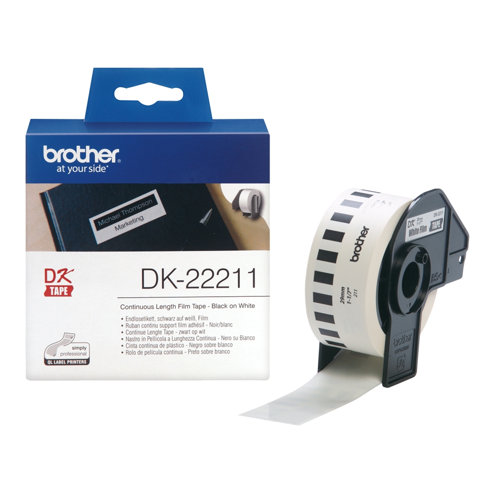 Brother DK22211 - Etiquetas Originales de Tama�o personalizado - Ancho 29mm x 15,24 metros - Texto n