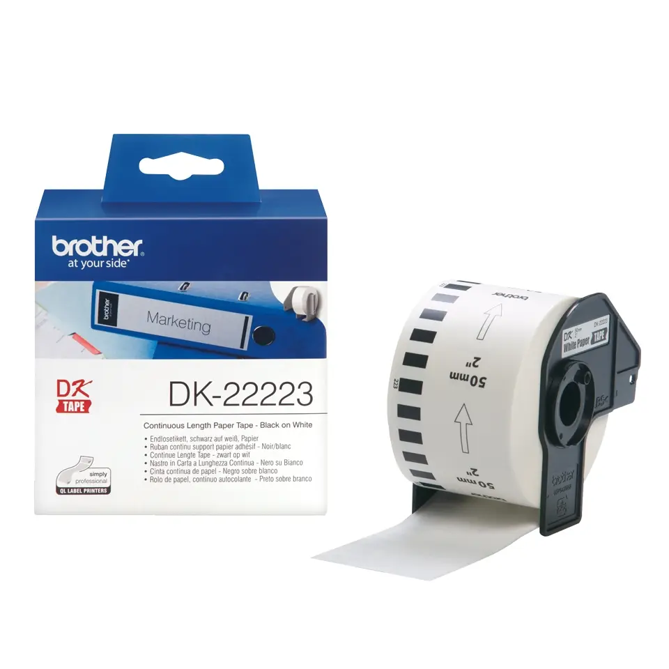 Brother DK22223 - Etiquetas Originales de Tama�o personalizado - Ancho 50mm x 30,48 metros - Texto n