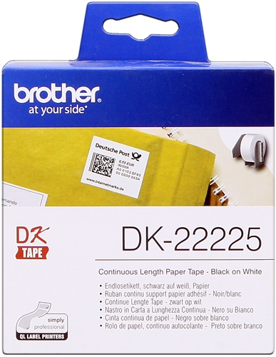 Brother DK22225 - Etiquetas Originales de Tama�o personalizado - Ancho 38mm x 30,48 metros - Texto n