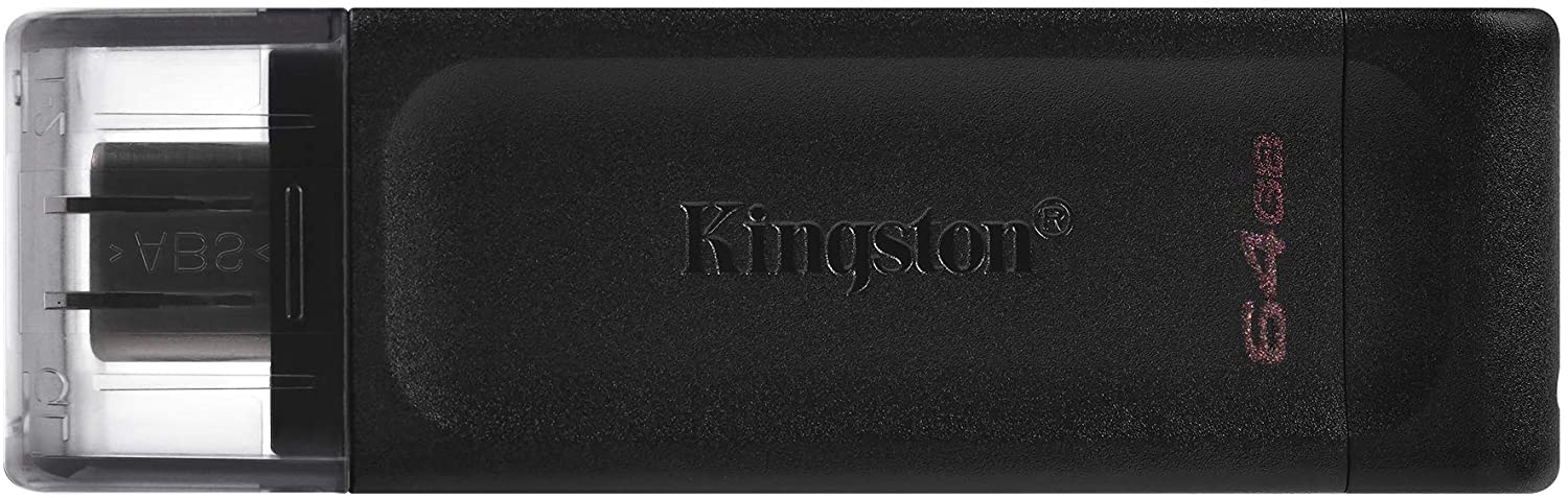 Kingston DataTraveler 70 Memoria USB Tipo C 64GB - USB-C 3.2 Gen 1 - Con Tapa - Color Negro (Pendriv