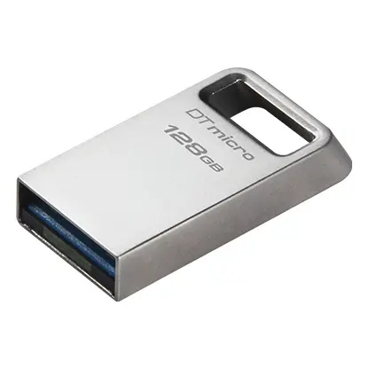 Kingston DataTraveler Micro Memoria USB 128GB - USB 3.2 Gen 1 - Ultracompacta y Ligera - Enganche pa