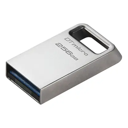 Kingston DataTraveler Micro Memoria USB 256GB - USB 3.2 Gen 1 - Ultracompacta y Ligera - Enganche pa