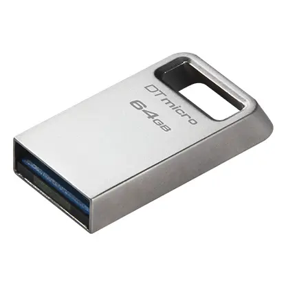 Kingston DataTraveler Micro Memoria USB 64GB - USB 3.2 Gen 1 - Ultracompacta y Ligera - Enganche par