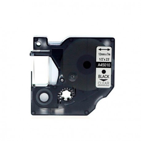 Dymo D1 45010 Cinta de Etiquetas Generica para Rotuladora - Texto negro sobre fondo transparente - A