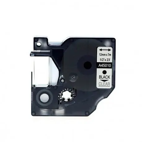 Dymo D1 45010 Cinta de Etiquetas Generica para Rotuladora - Texto negro sobre fondo transparente - A