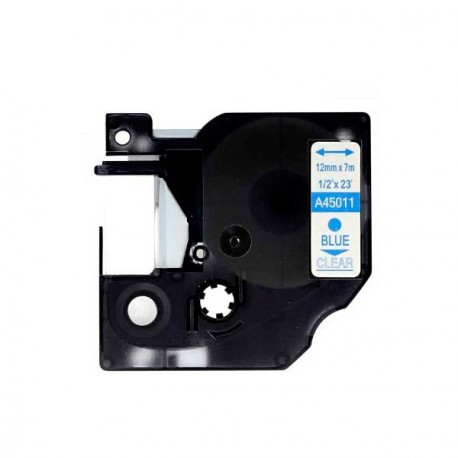 Dymo D1 45011 Cinta de Etiquetas Generica para Rotuladora - Texto azul sobre fondo transparente - An