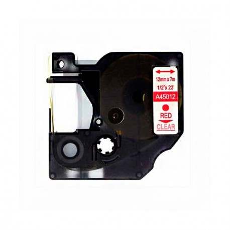 Dymo D1 45012 Cinta de Etiquetas Generica para Rotuladora - Texto rojo sobre fondo transparente - An