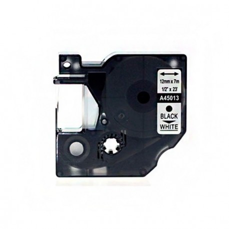 Dymo D1 45013 Cinta de Etiquetas Generica para Rotuladora - Texto negro sobre fondo blanco - Ancho 1