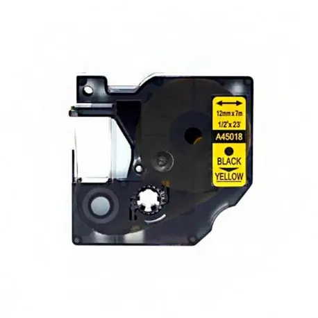 Dymo D1 45018 Cinta de Etiquetas Generica para Rotuladora - Texto negro sobre fondo amarillo - Ancho