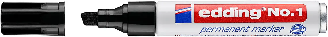 Edding N�1 Rotulador Permanente - Punta Biselada - Trazo entre 1 y 5 mm. - Recargable - Secado Insta