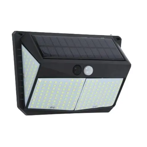 Elbat Aplique Solar 3 Caras - 250LM - Luz Fria 6500K - Sensor Movimiento - Bateria 1200mAh
