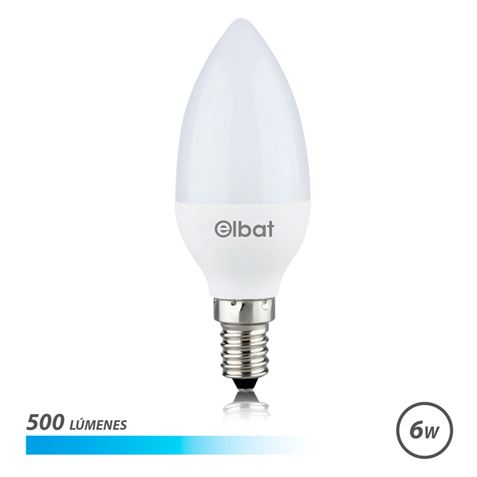Elbat Bombilla LED C37 6W 500LM E14 Luz Fria - Ahorro de Energia - Larga Vida Util - Facil Instalaci