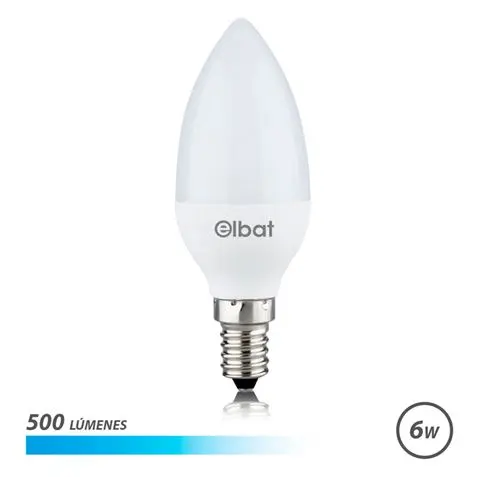 Elbat Bombilla LED C37 6W 500LM E14 Luz Fria - Ahorro de Energia - Larga Vida Util - Facil Instalaci