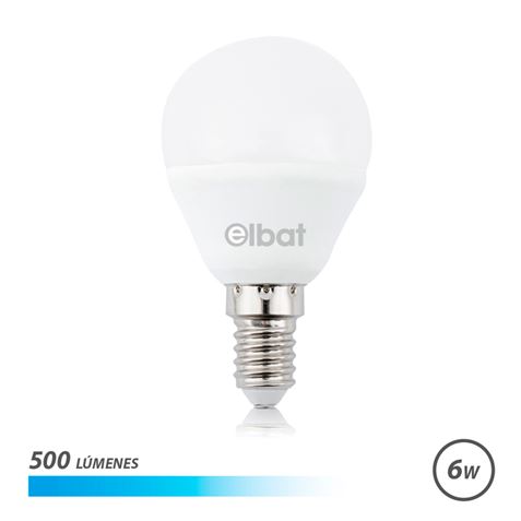 Elbat Bombilla LED G45 6W 500LM E14 Luz Fria - Ahorro de Energia - Larga Vida Util - Bajo Consumo - 