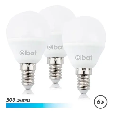 Elbat Pack de 3 Bombillas LED G45 de 6W - 500LM - Base E14 - Luz Fria
