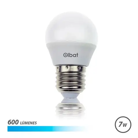 Elbat Bombilla LED G45 7W 600LM E27 Luz Fria - Ahorro de Energia - Larga Vida Util - Bajo Consumo - 