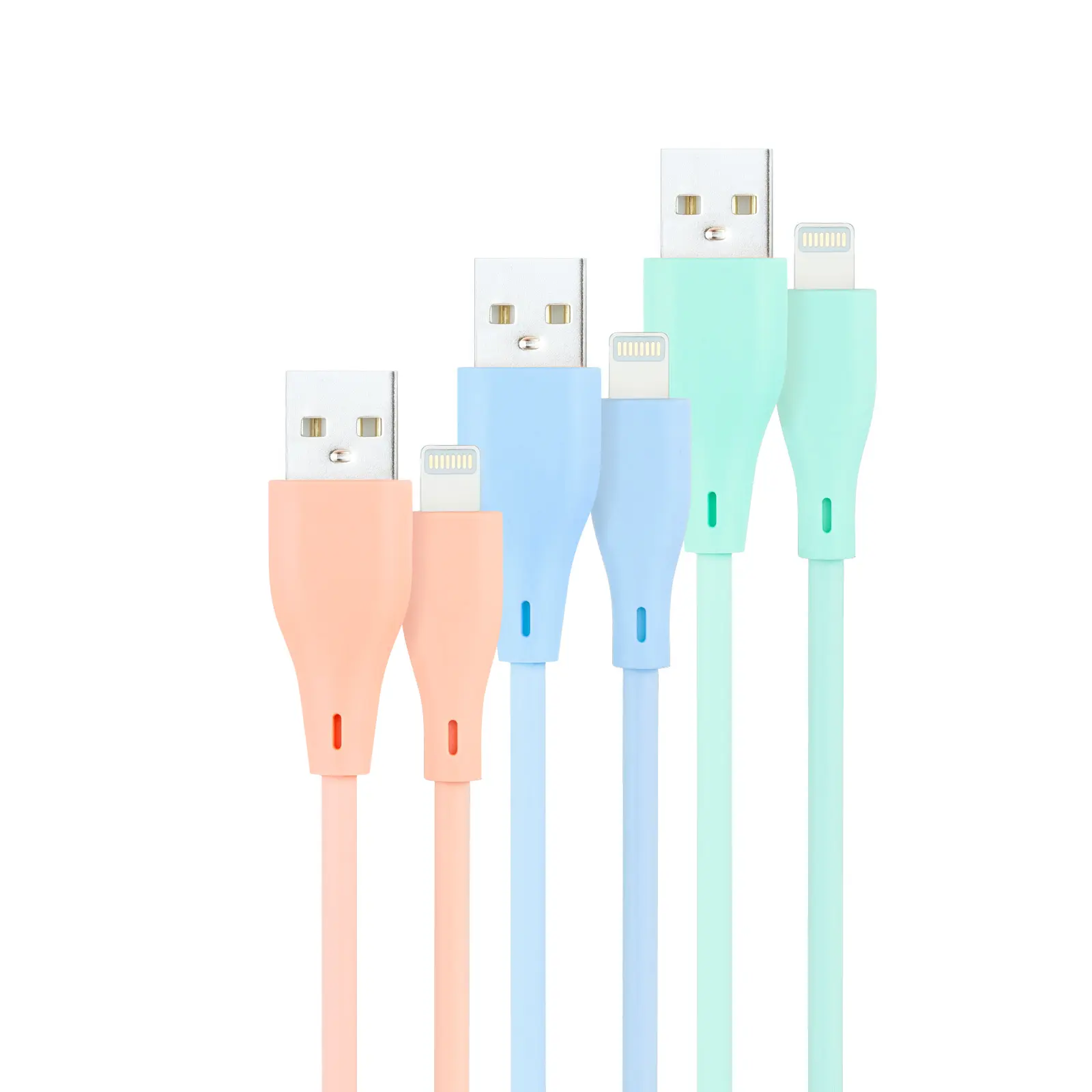 Nanocable Pack de 3 Cables USB-A Macho a Lightning Macho - Longitud 1m - Colores Pastel Rosa, Verde 