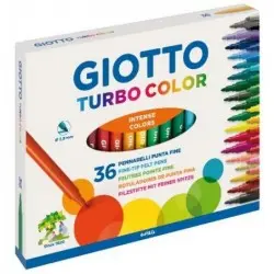 Giotto Turbo Color Pack de 36 Rotuladores - Punta Fina 2.8 mm. - Tinta al Agua - Lavable - Colores S